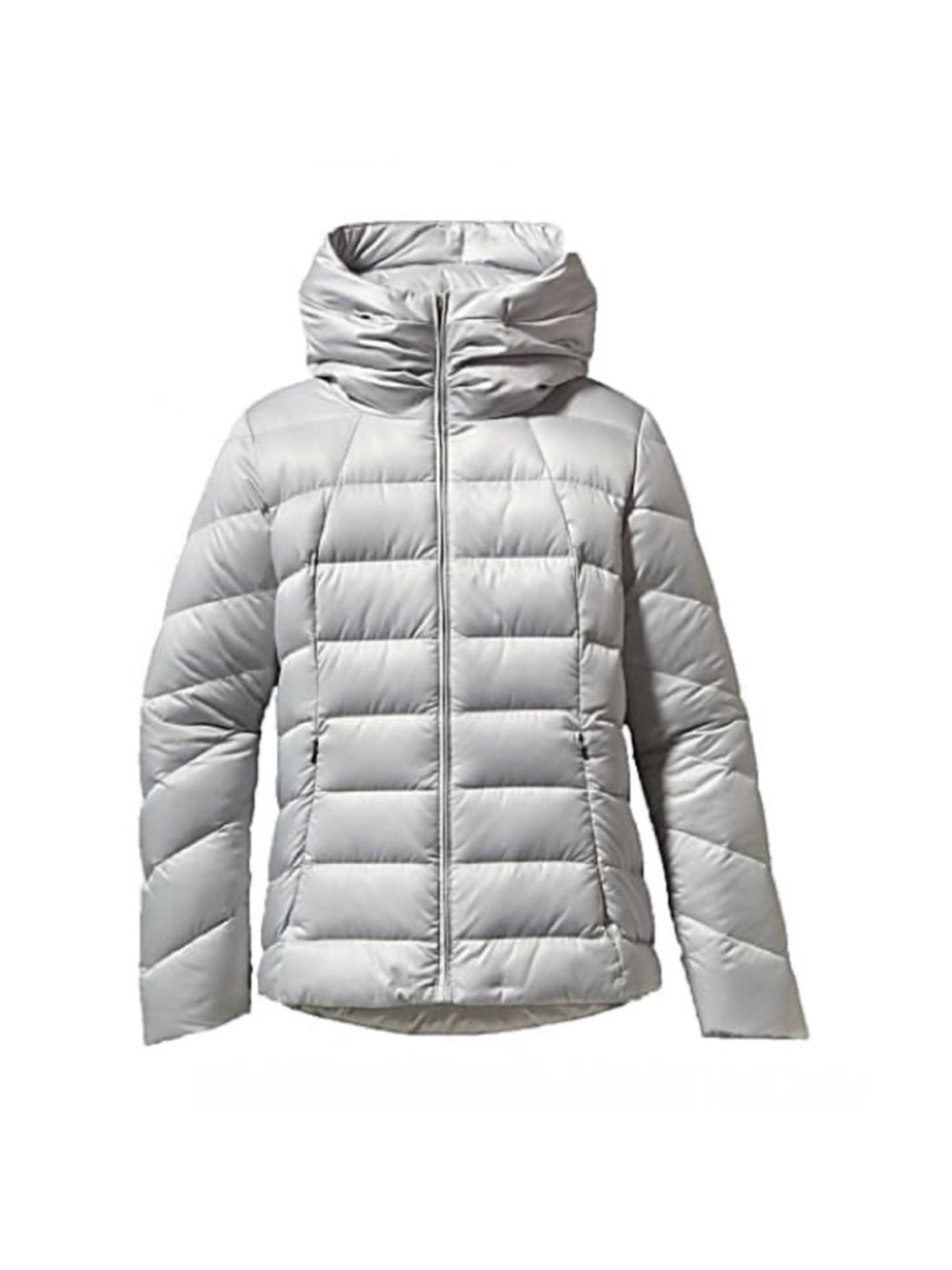 Patagonia Downtown Womens light Silver hooded/ High Collar - Slim fit- large-EUC